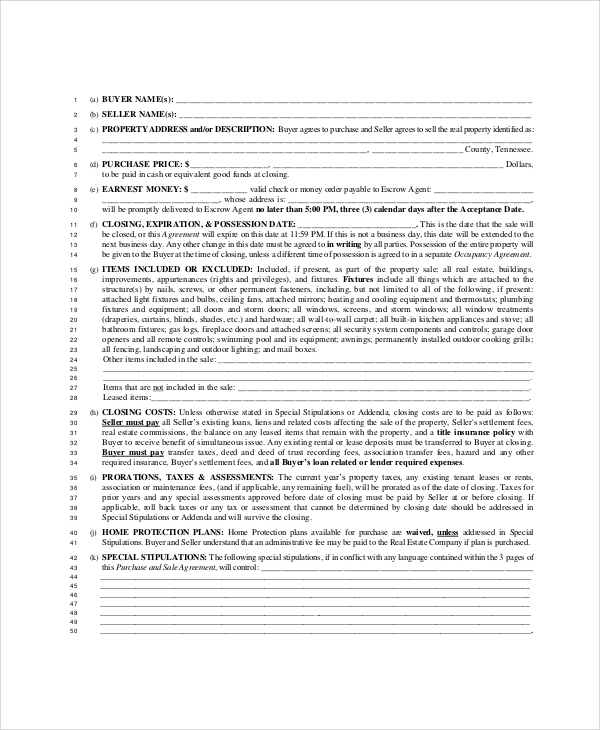 sales agreement contract sample