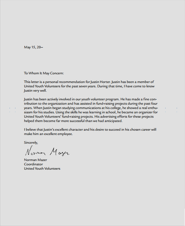 personal recommendation letter format1
