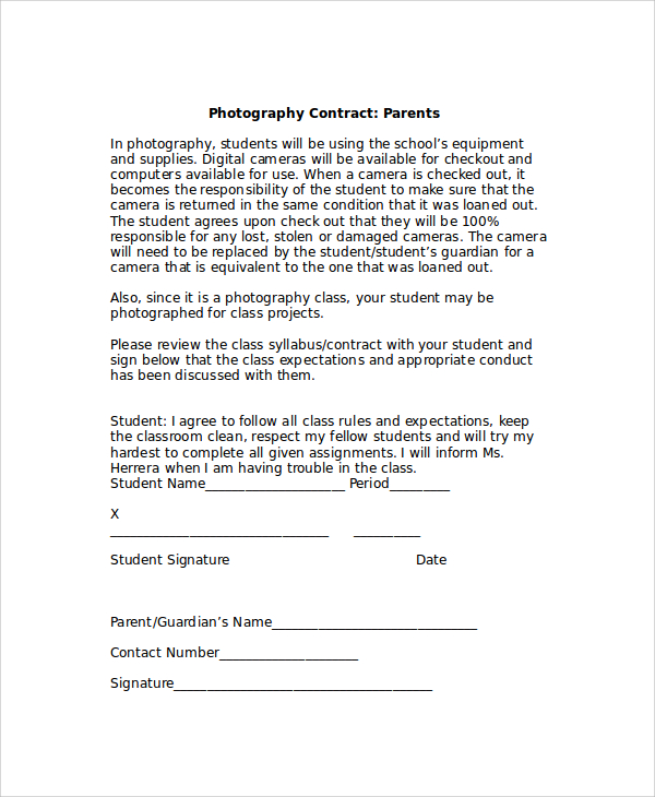 sample photography contract