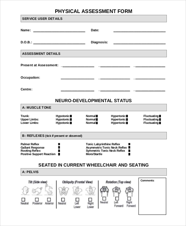 Free 10 Physical Assessment Form Samples In Ms Word Pdf - Riset