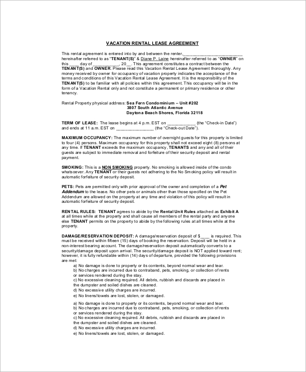 house rental lease contract