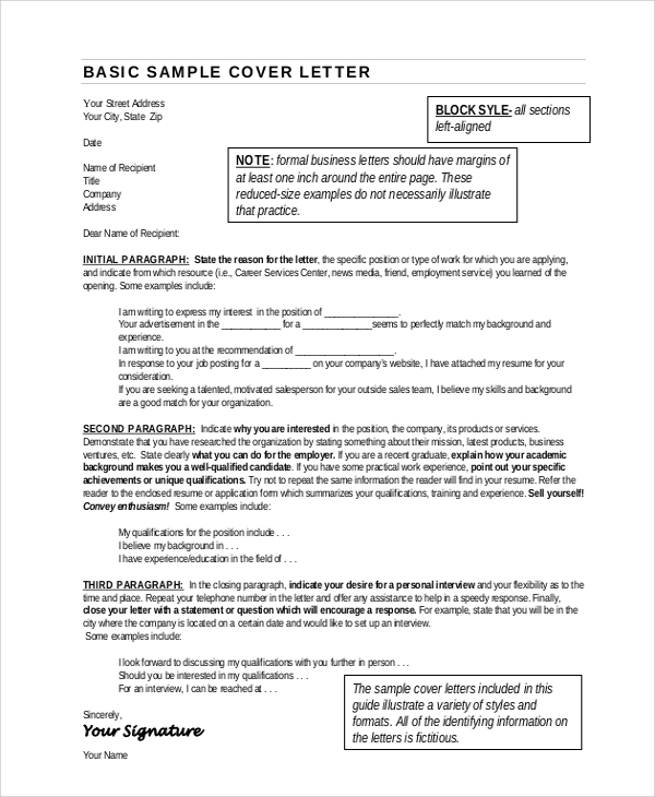 Format cover letter example