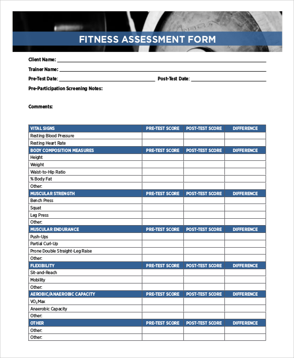 client training assessment form