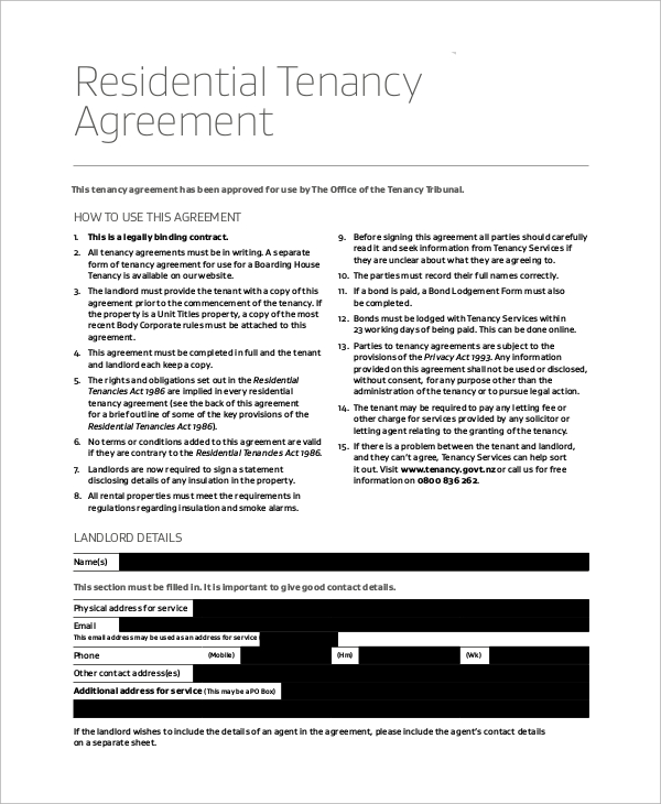residential tenancy agreement contract