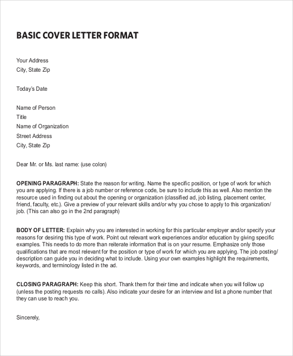 FREE 6+ Sample Resume Cover Letter Formats in PDF | MS Word