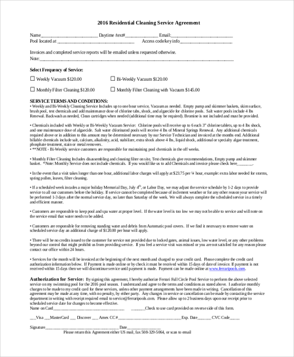 FREE 7  Sample Residential Service Contract Templates in PDF MS Word