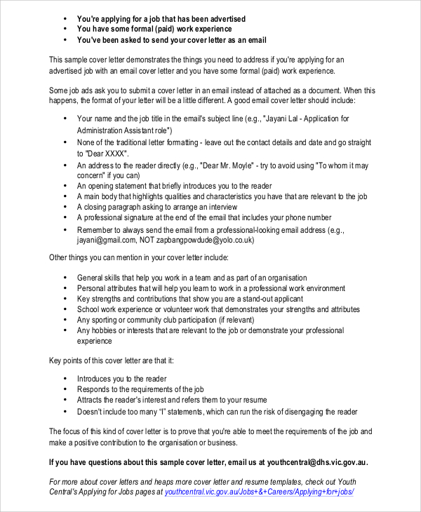 sample resume cover letter 6 documents in pdf word