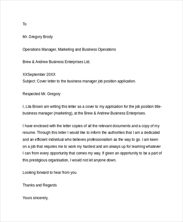 business resume cover letter