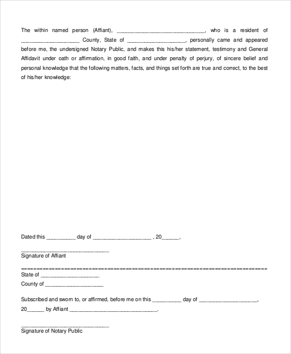 Affidavit Of Truth Template