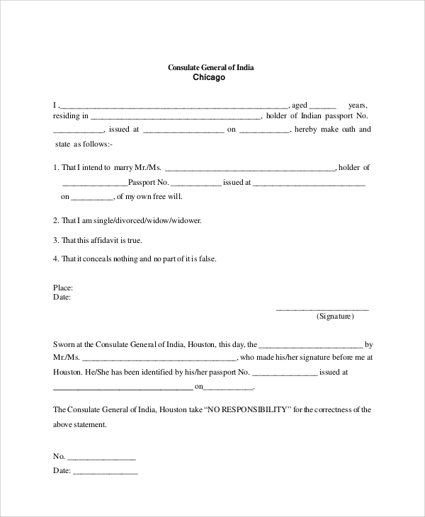 basic sworn affidavit form
