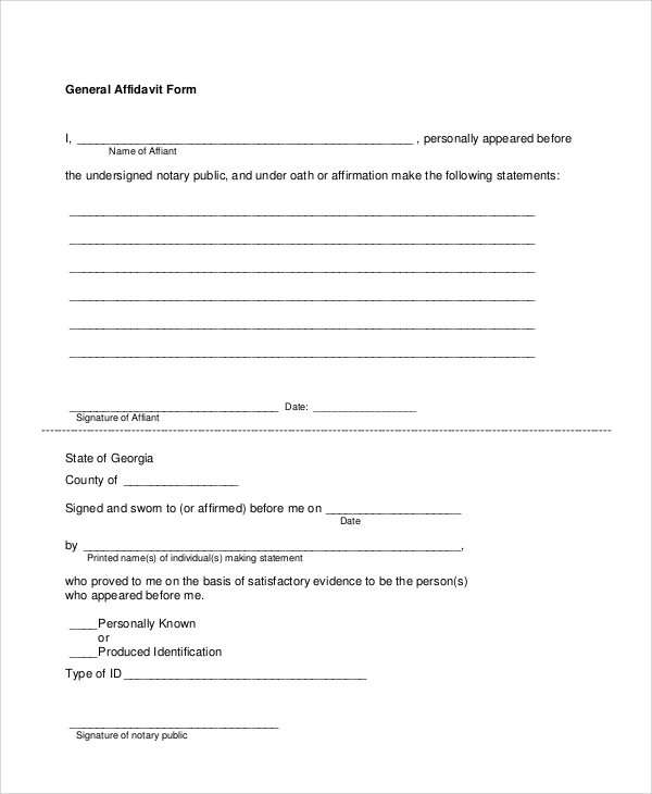 Free Printable Sworn Affidavit Form