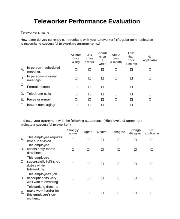 teleworker performance evaluation