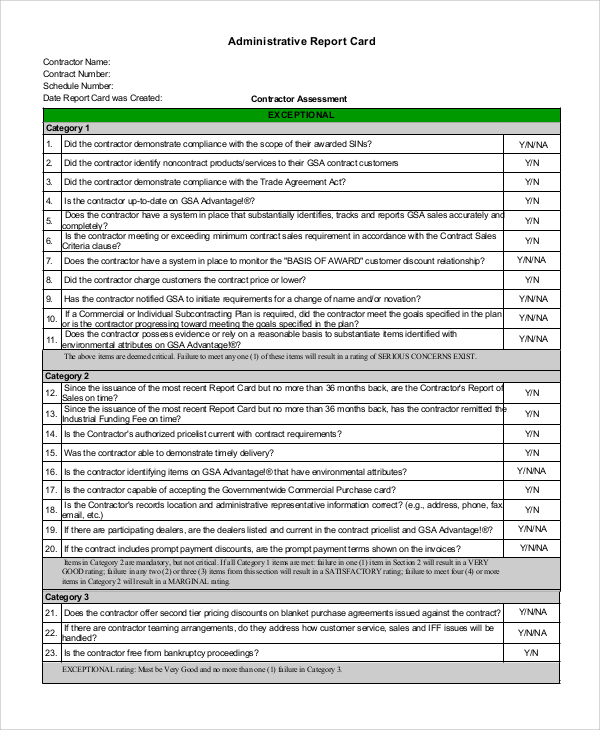 administrative report card1