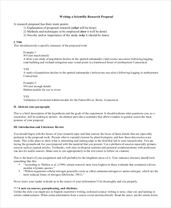 writing a scientific research proposal