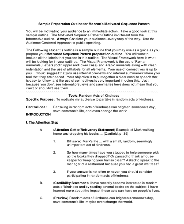 speech preparation outline example