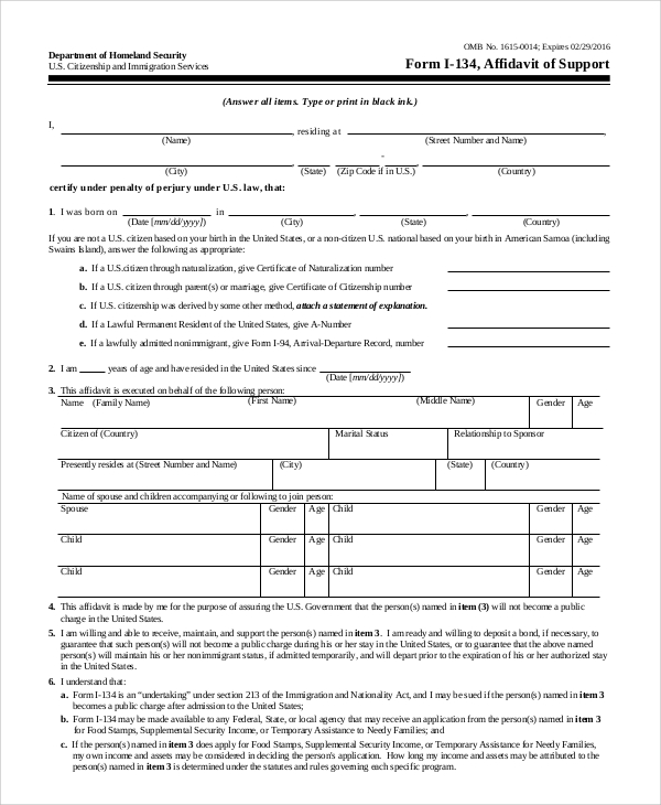 Printable Blank Affidavit Form 7364