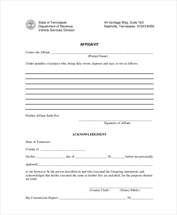 Basic Affidavit Template