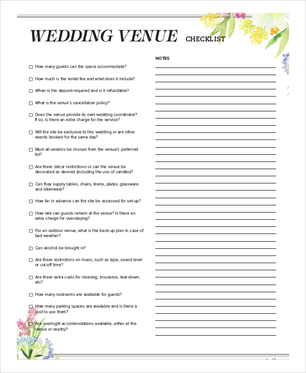 Free Wedding Checklist Printable Worksheets