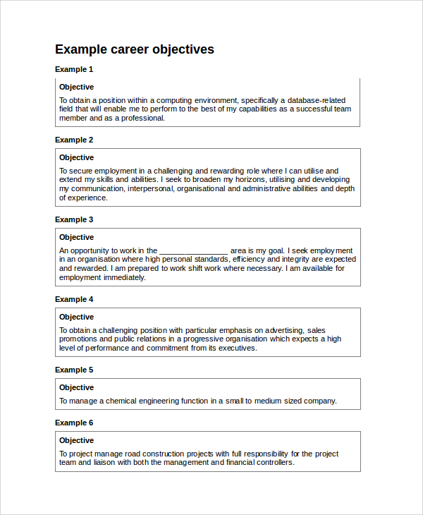 8+ Sample Objective on Resumes | Sample Templates