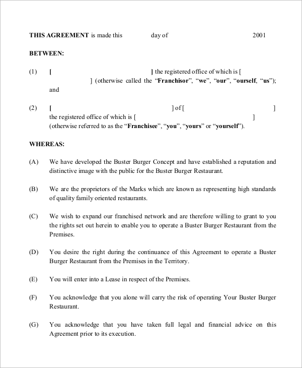 FREE 7 Sample Franchise Agreement Forms In PDF MS Word FREE 7 Sample Franchise Agreement Forms In PDF MS Word