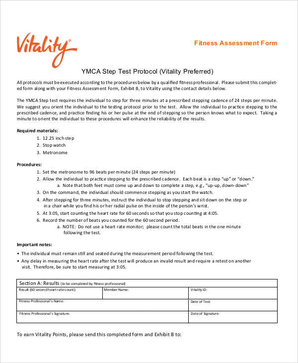 fitness assessment form