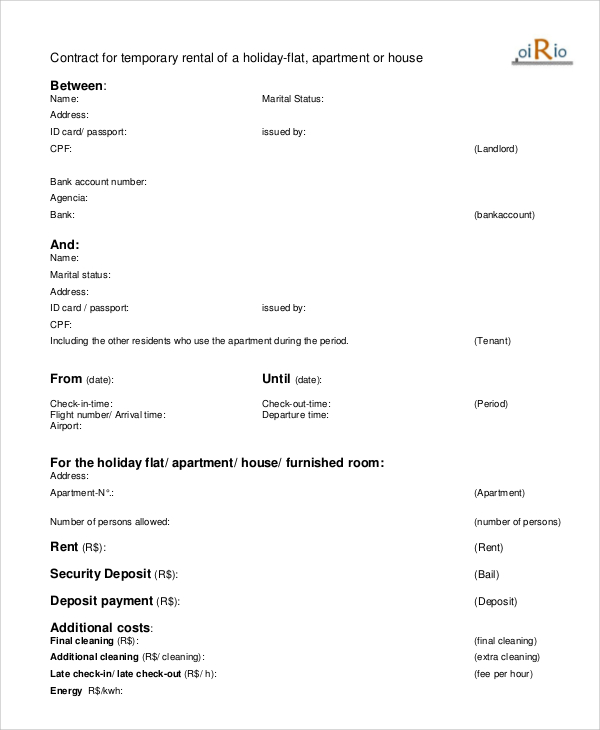 furnished apartment rental contract