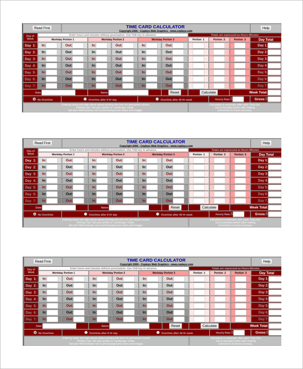 time card conversion calculator