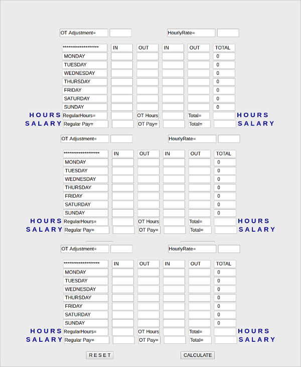 salary time card calculator