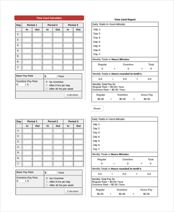 Time Card Calculator Excel / Download Employee Time Card Calculator for