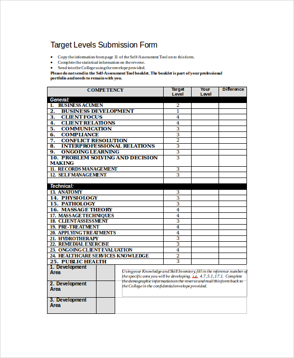 target submission application form