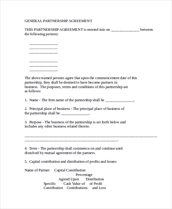 business partnership agreement contract