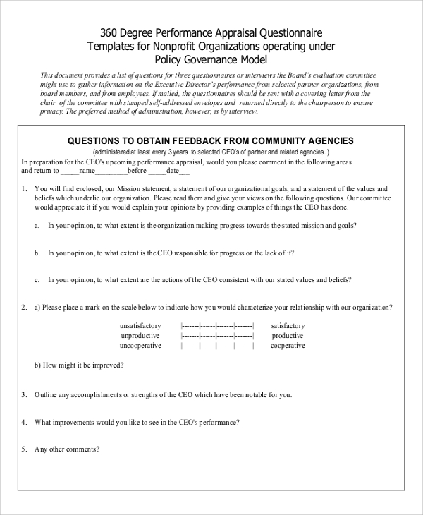 360 degree performance appraisal form