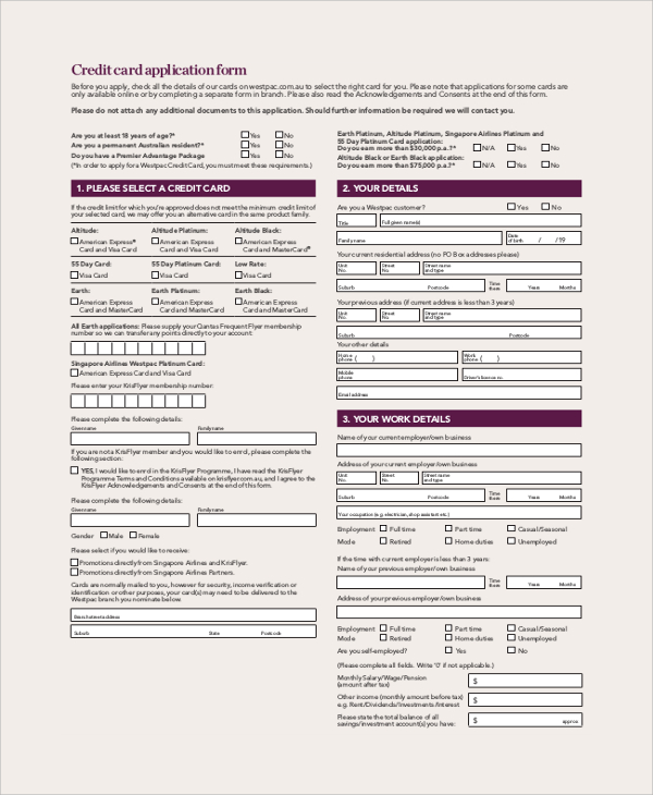 FREE 8 Sample Credit Application Forms In PDF MS Word