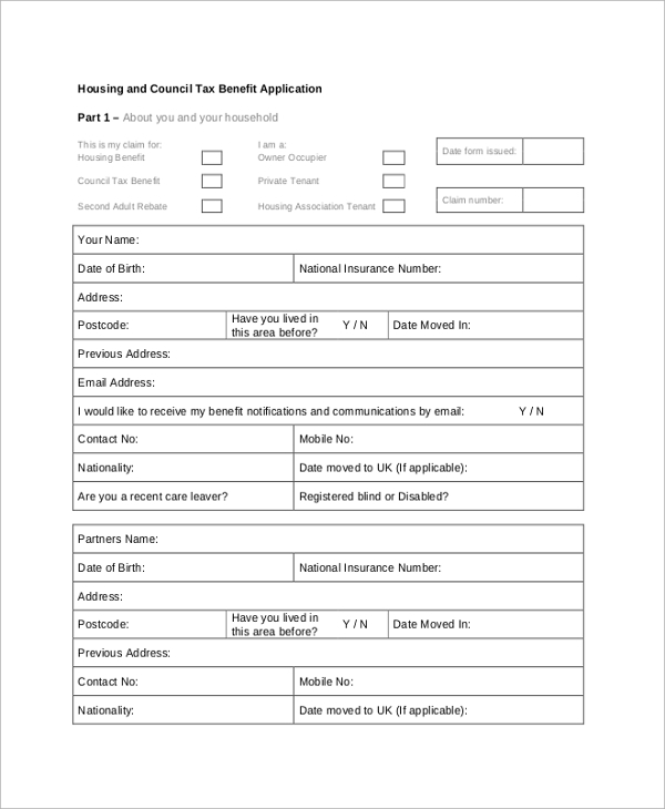 housing and council tax benefit application form1