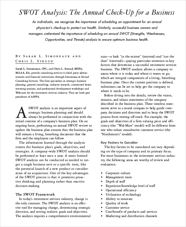 business plan swot analysis