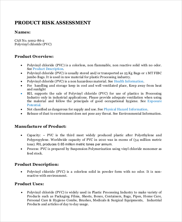 product risk assessment