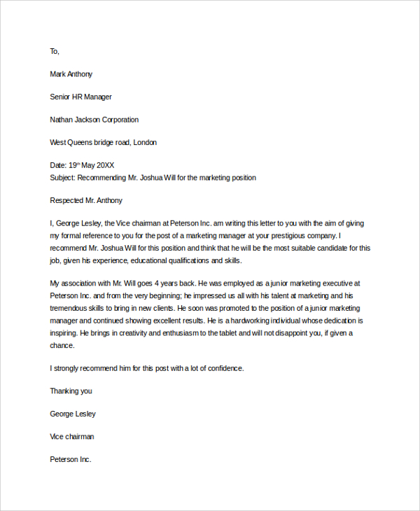 FREE 6+ Sample Professional Reference Letter Templates in ...