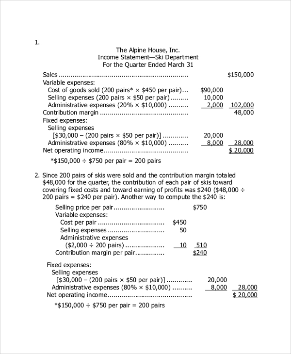 traditional income statement format