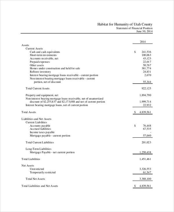 non profit organisation traditional income statement