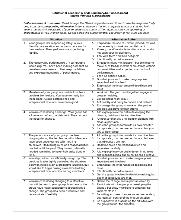 FREE 8+ Sample Leadership Self Assessment Templates in PDF ...