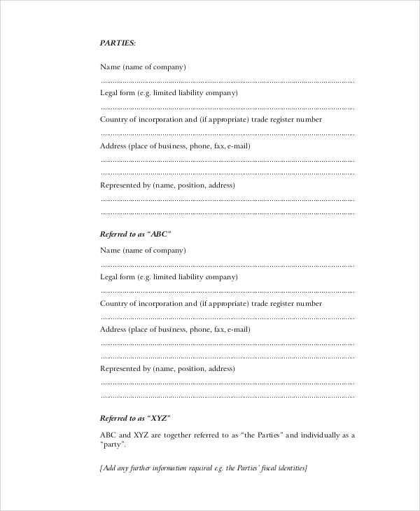 small business agreement contract