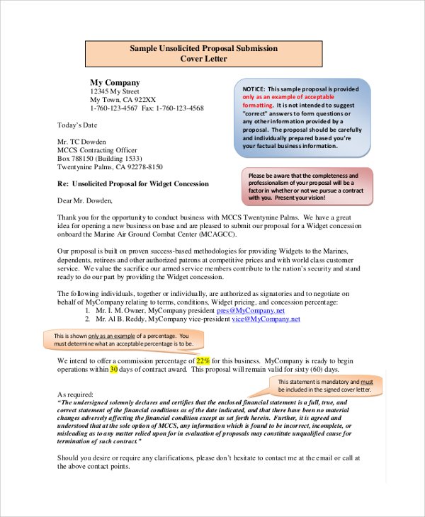 FREE 9+ Sample Business Proposal Cover Letter Templates in PDF MS Word