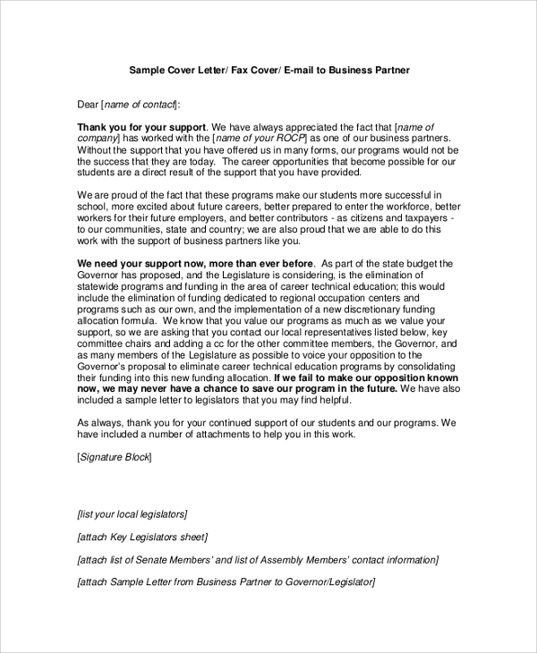 cover letter for business partnership