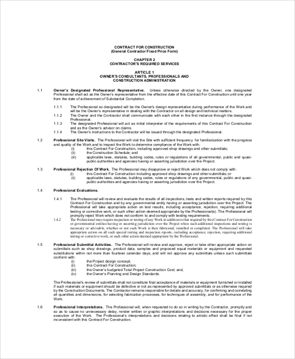 General Contractor Contract Template TUTORE ORG Master Of Documents