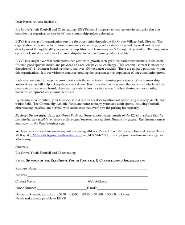 FREE 15+ Sports Sponsorship Letter Samples in PDF, Word, Apple Pages ...