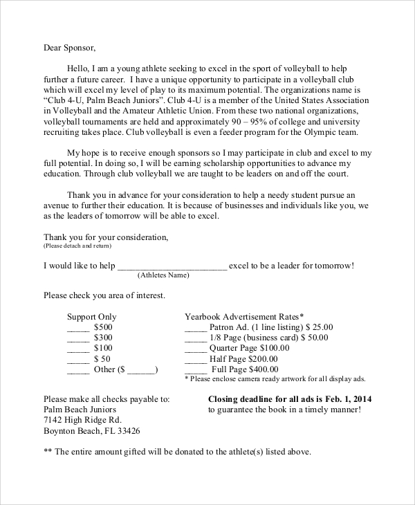 FREE 11+ Sports Sponsorship Letter Samples in PDF MS Word Apple