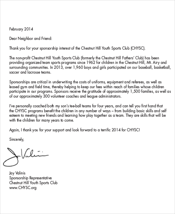 FREE 11+ Sports Sponsorship Letter Samples in PDF MS Word Apple