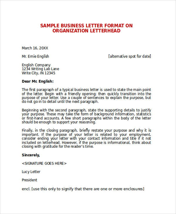Sample Business Letter Format 7 Documents In Pdf Word