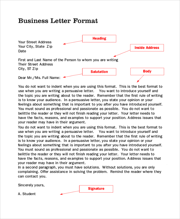 formal business letter format