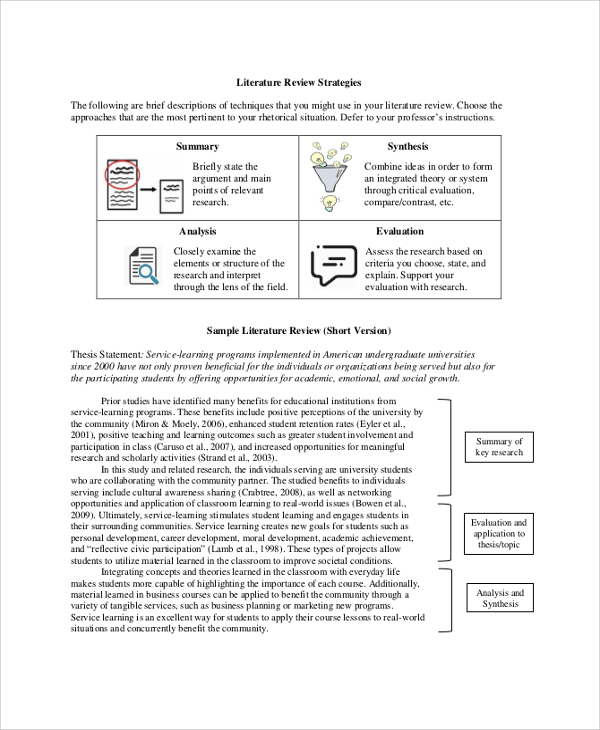 thesis literature review sample